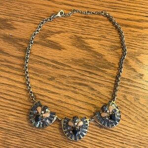 J. Crew Midnight Blue Statement Necklace with Starburst Medallions